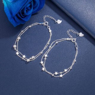 Silver-plated Small Star Bracelet Women's Fashion Double Layer
