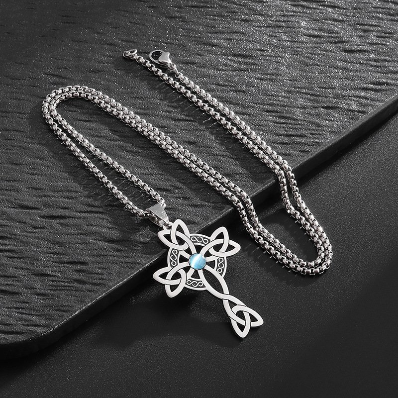 Fashion Cross Steel Color Men's Necklace - Image 4