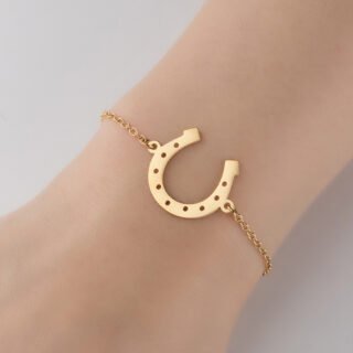 Light Luxury Stainless Steel 18K Gold Women's Simple Lucky Horseshoe