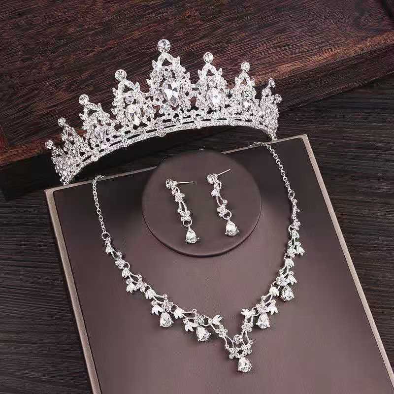 Bridal Rhinestone Crown Necklace Set Wedding Accessories - Image 2