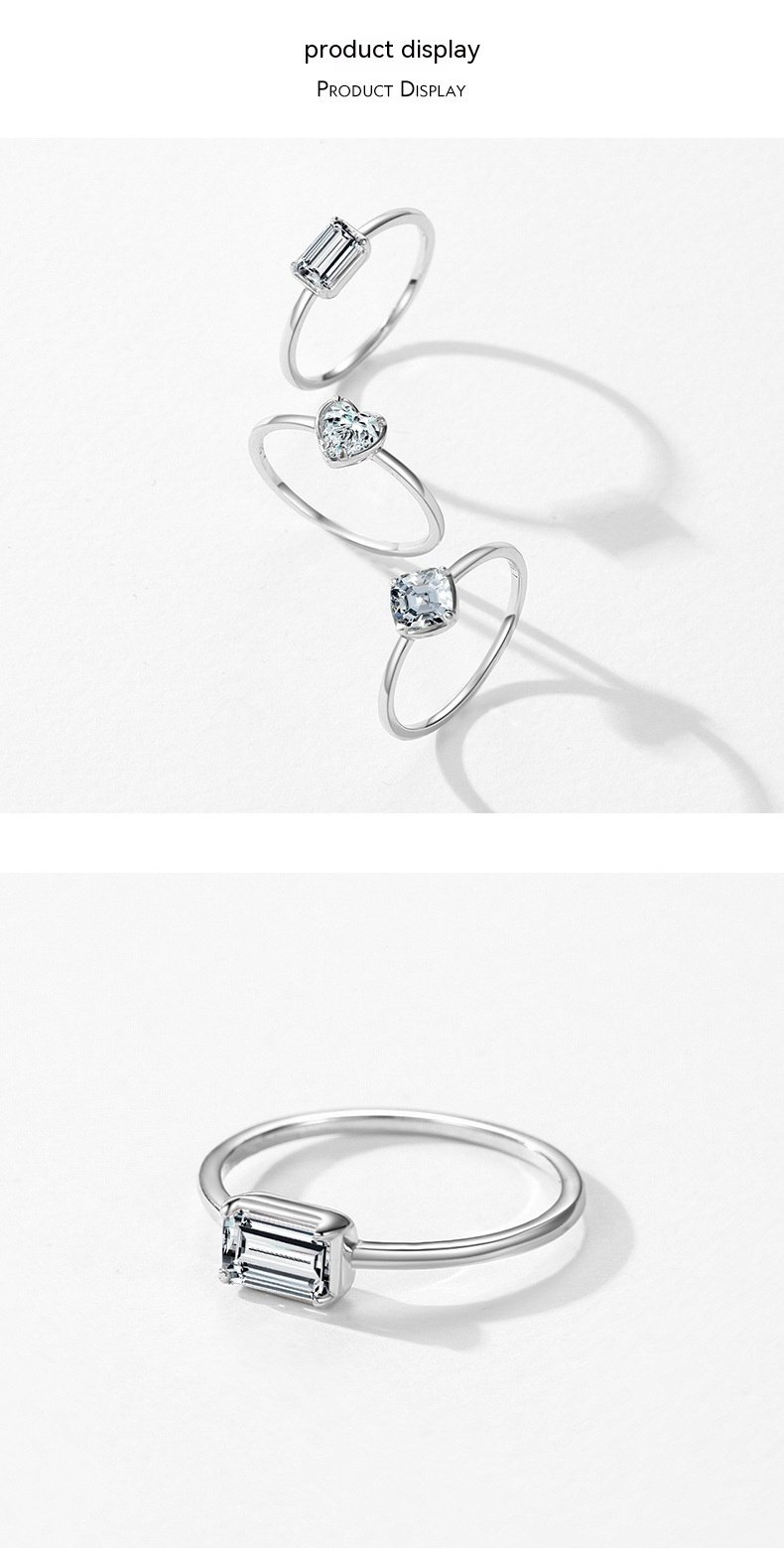 S925 Sterling Silver Sweet Heart Marriage Engagement Ring - Image 5