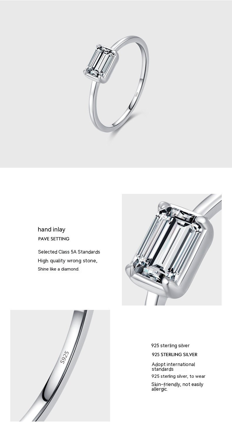 S925 Sterling Silver Sweet Heart Marriage Engagement Ring - Image 7