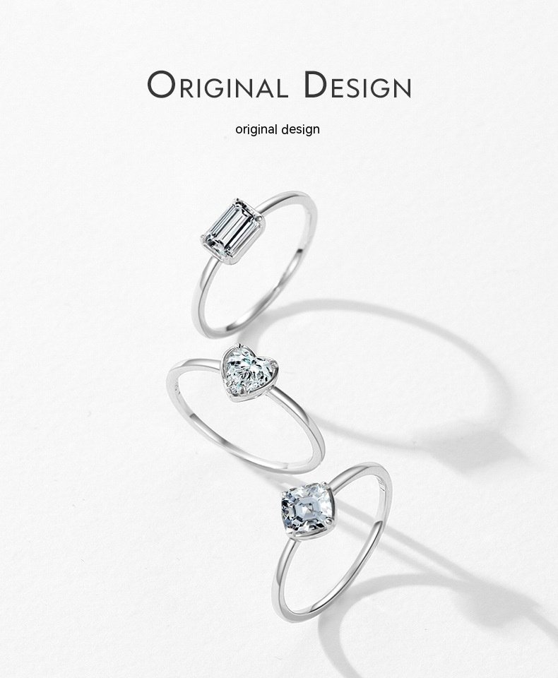 S925 Sterling Silver Sweet Heart Marriage Engagement Ring - Image 8