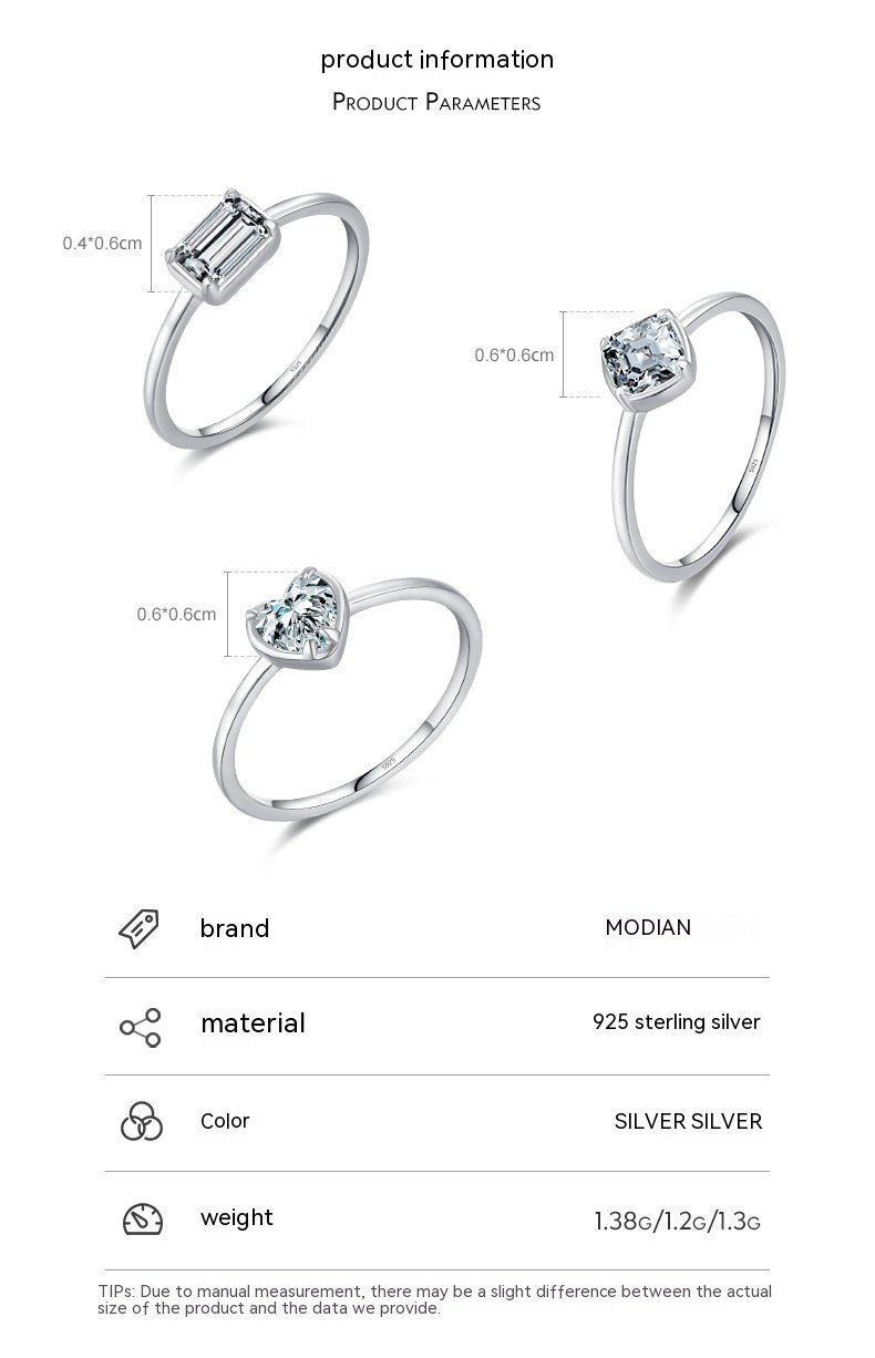S925 Sterling Silver Sweet Heart Marriage Engagement Ring - Image 9