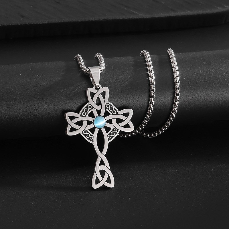 Stainless Steel Personalized Celtic Knot Cross Necklace - Image 4
