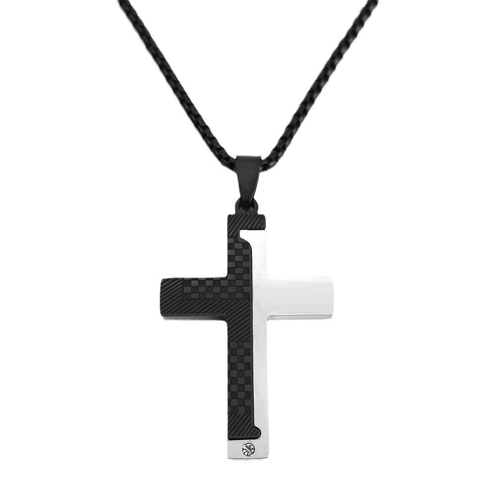 Titanium Steel Two Colors Cross Pendant Stainless Steel Necklace - Image 4