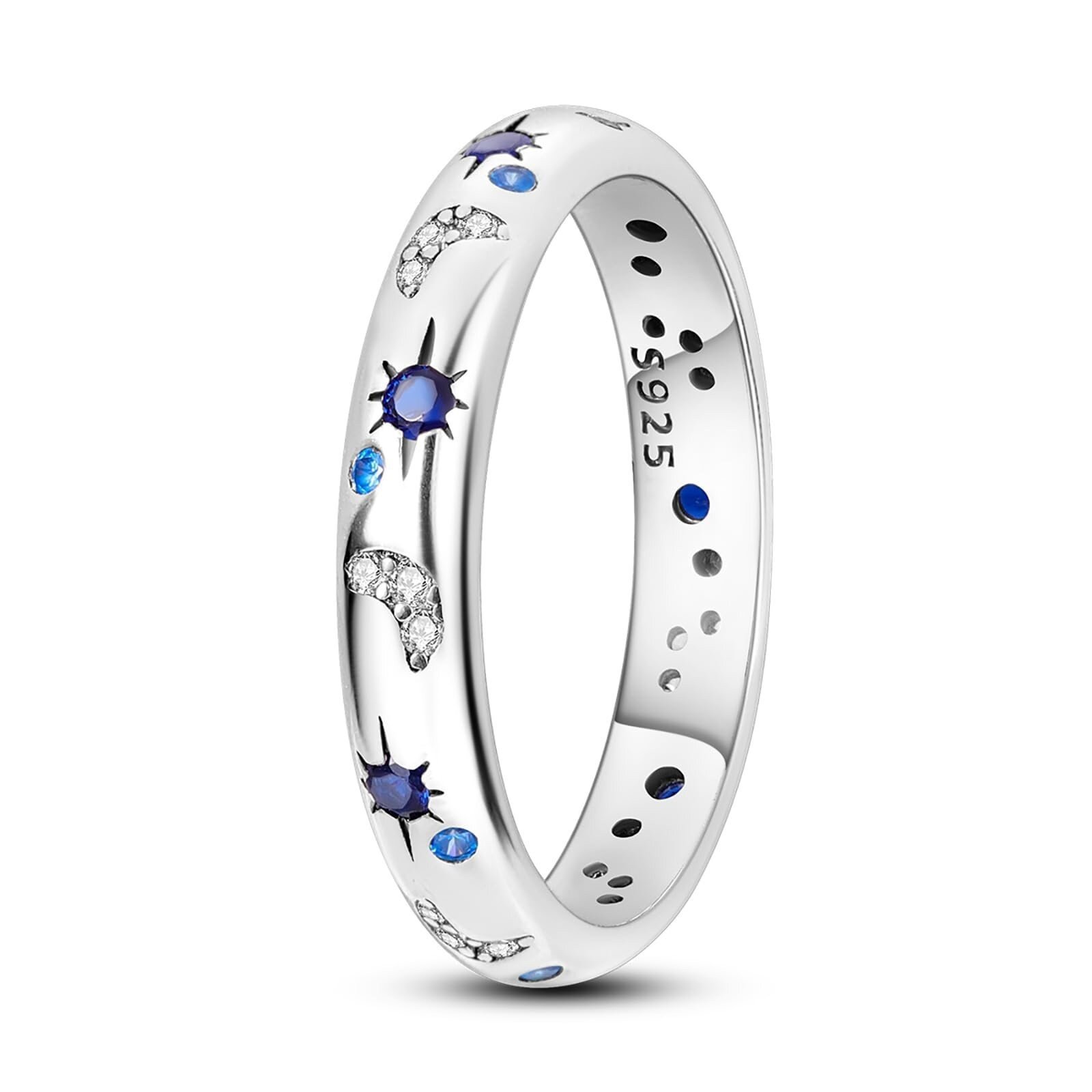 Women's Simple Stylish Moon And The Stars Ring Inlaid With Colorful Zircon - Image 7