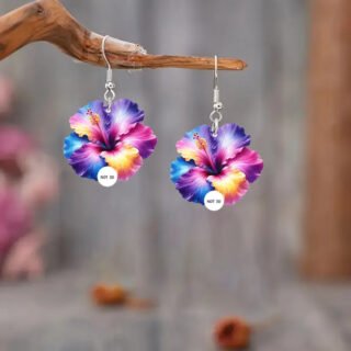 Open Spring Colorful Flower 2D Acrylic Earrings
