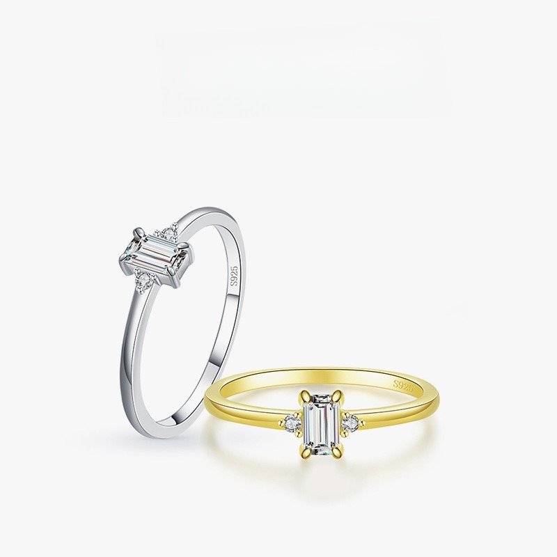 Simple Inlaid Zirconium Rectangular Fashion Special-interest Diamond Ring - Image 4