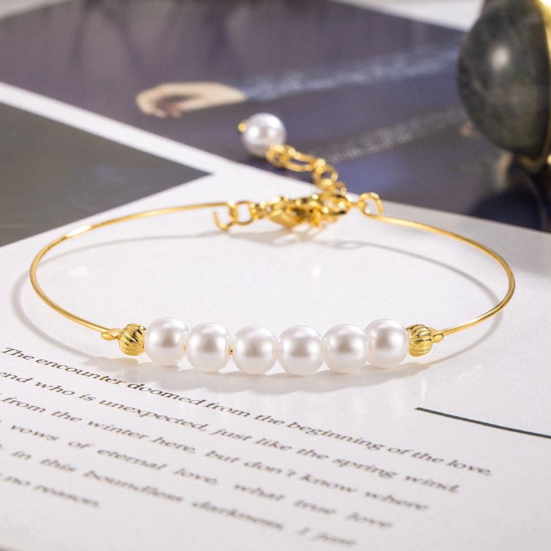New Chinese Style Small Golden Beads Pearl Bracelet Premium Bracelet - Image 2