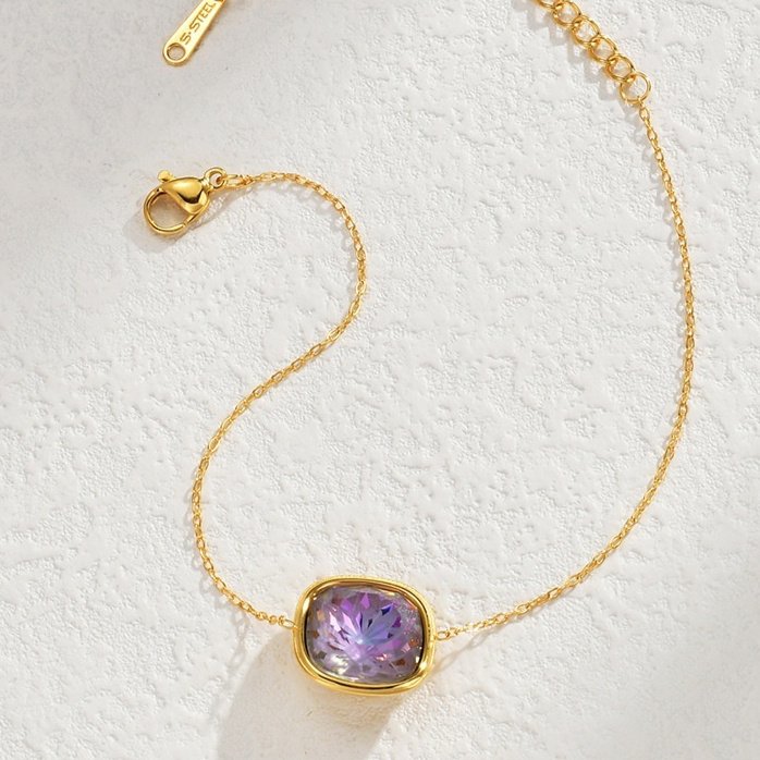 Female Stainless Steel Colored Gemstone Bracelet - Image 3