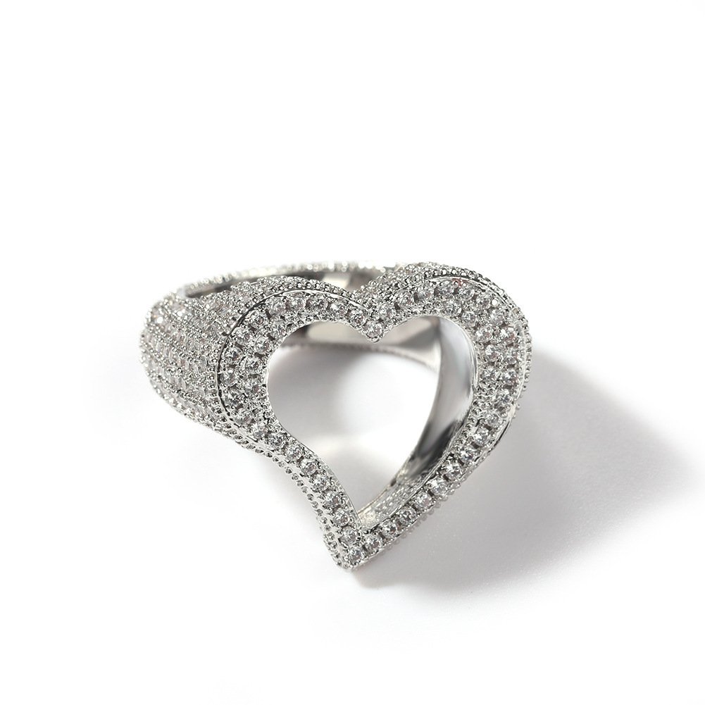 Fashion Personality Hollow Heart Zircon Ring - Image 8