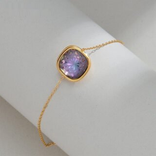 Female Stainless Steel Colored Gemstone Bracelet