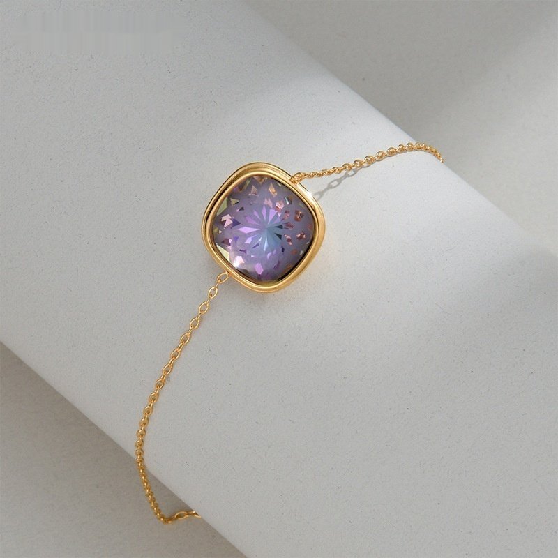 Female Stainless Steel Colored Gemstone Bracelet