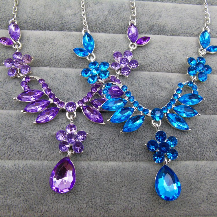 Europe and the United States trade explosion bride alloy diamond necklace earrings set Drop Bridal Jewelry Accessories zircon jewelry - Image 2