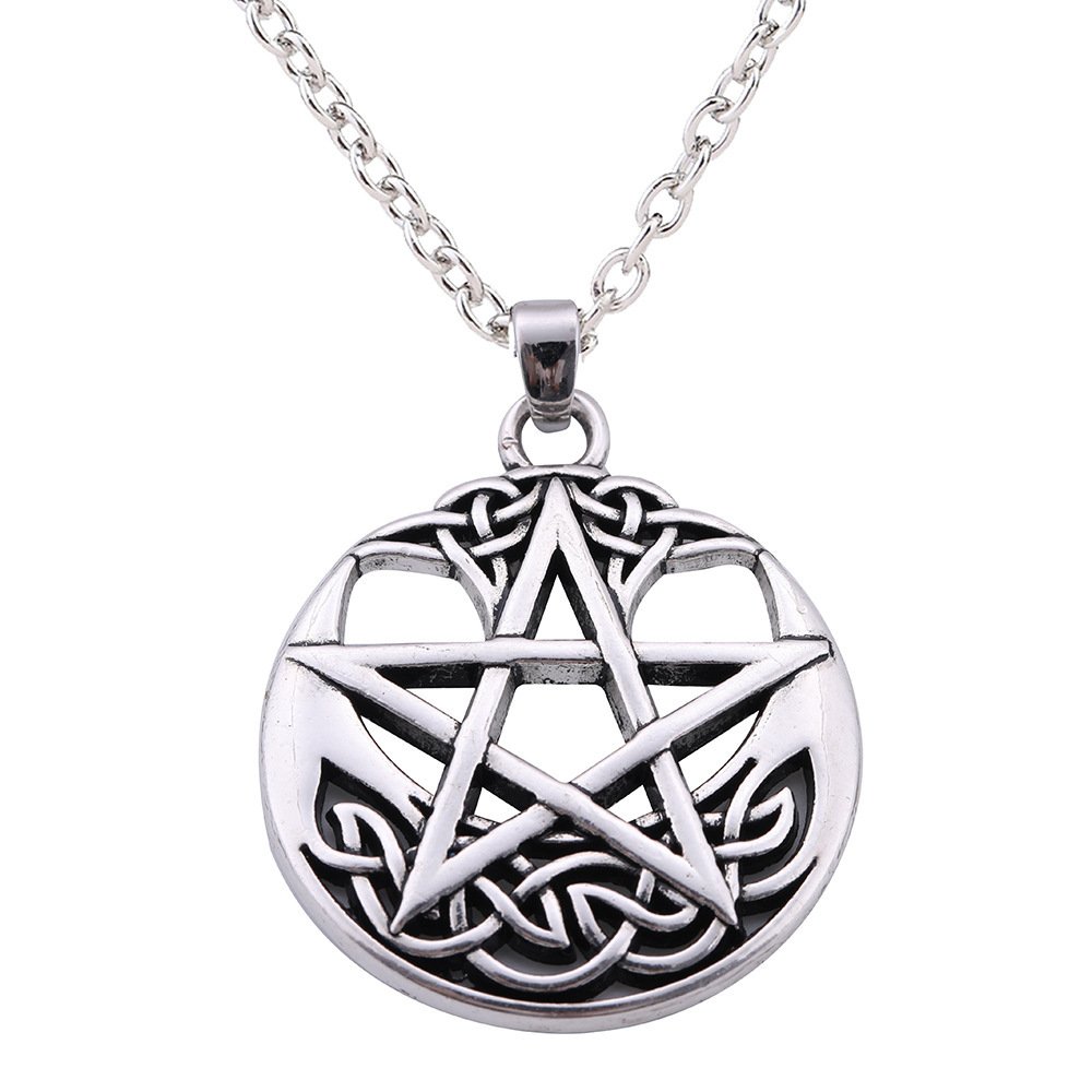 Fashion Lucky Round Pendant Pentagram Alloy Necklace - Image 7
