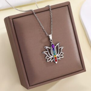 Lotus Necklace Fashion Color Rhinestone Clavicle Chain