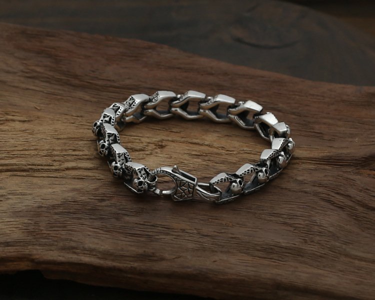 Men's Thai Silver Skull Bracelet - Image 5