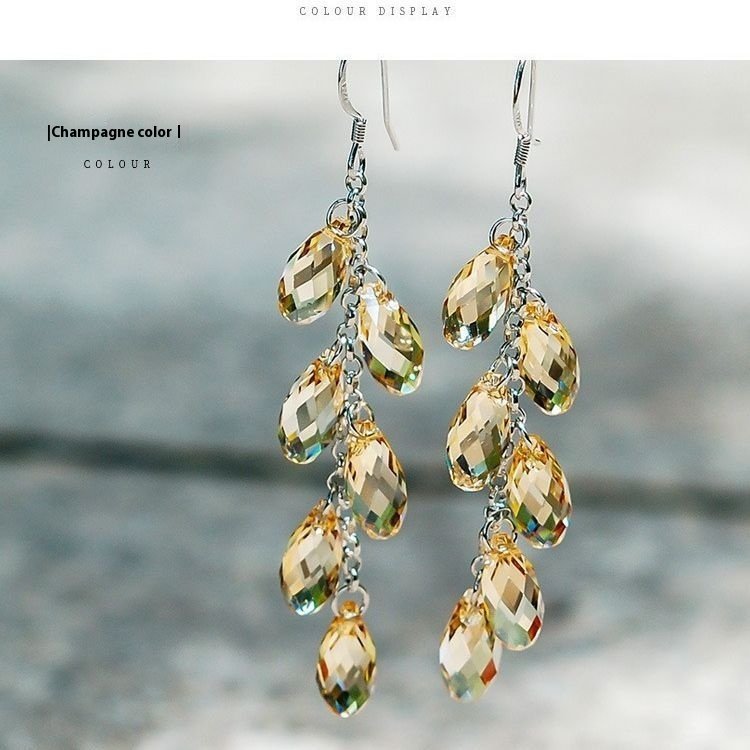 Bead Curtain Silver Needle Jewelry Crystal Earrings - Image 4