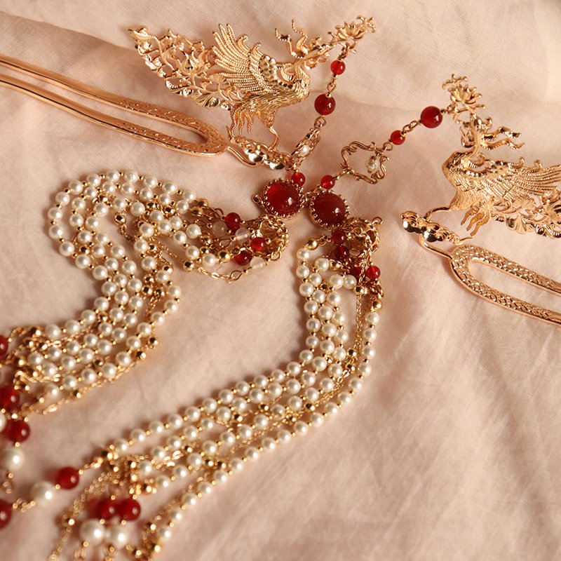 Gorgeous Archaistic Ancient Costume Pearl Tassel Phoenix Hairpin Hairpin Hairpin - Image 6