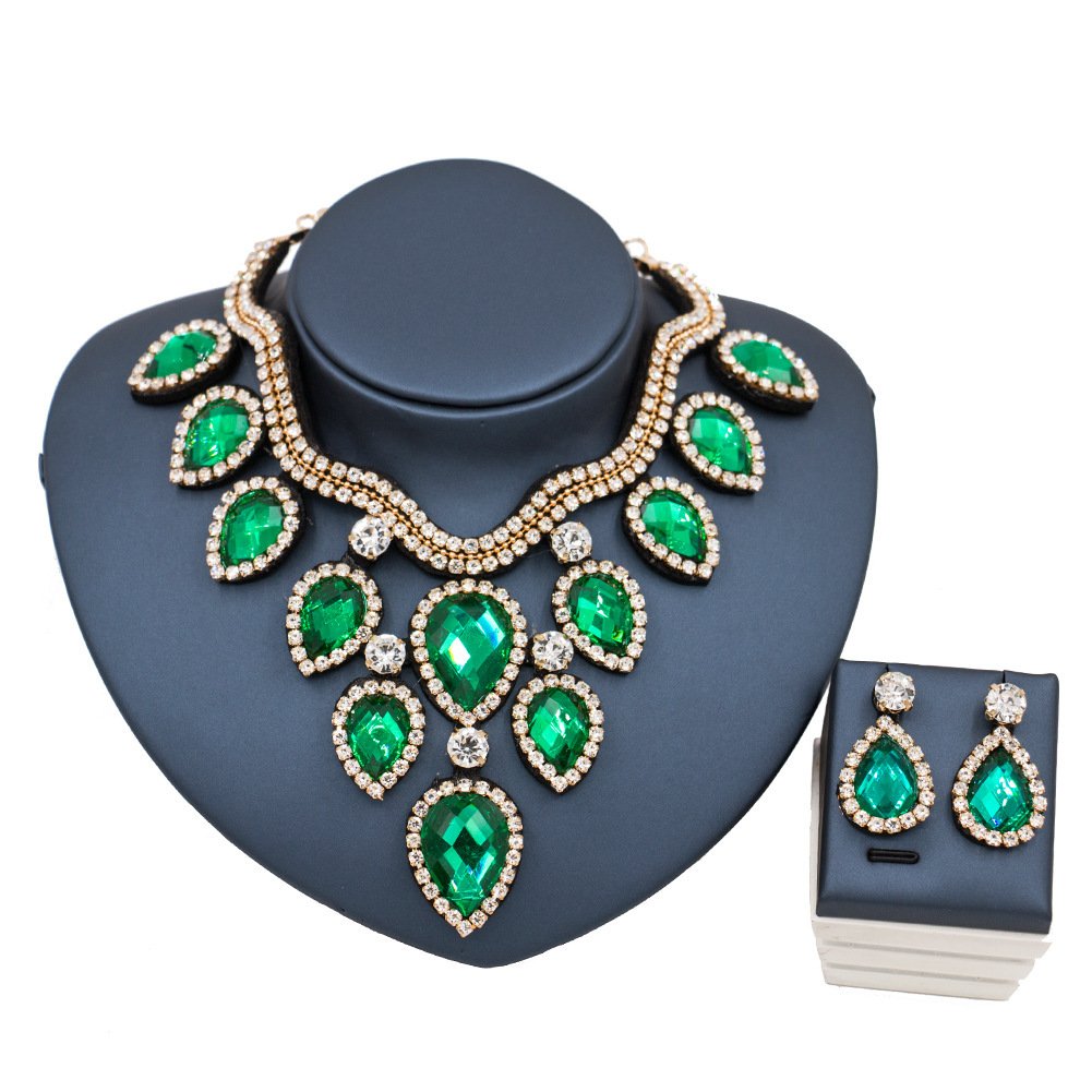 Fast Selling Explosion, Middle East, Europe And America, Colorful Exaggerated Bride Necklace, Earring Set, Cross Border High Quality Goods Supply - Image 8