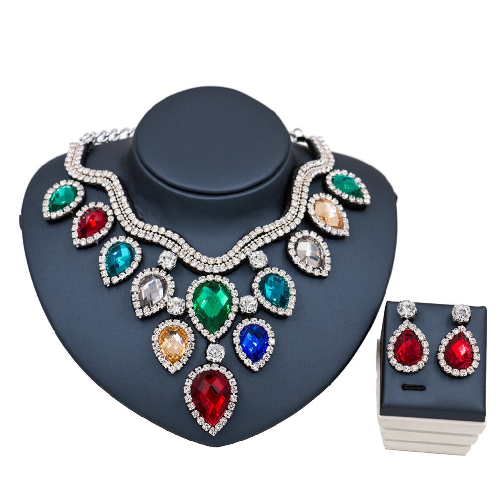 Fast Selling Explosion, Middle East, Europe And America, Colorful Exaggerated Bride Necklace, Earring Set, Cross Border High Quality Goods Supply - Image 10
