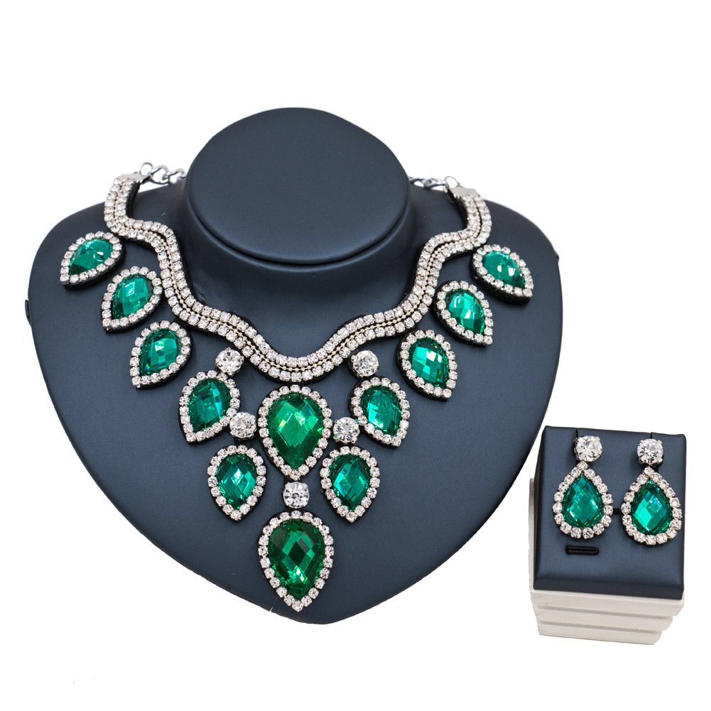 Fast Selling Explosion, Middle East, Europe And America, Colorful Exaggerated Bride Necklace, Earring Set, Cross Border High Quality Goods Supply - Image 2