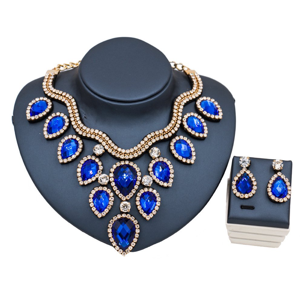 Fast Selling Explosion, Middle East, Europe And America, Colorful Exaggerated Bride Necklace, Earring Set, Cross Border High Quality Goods Supply - Image 4
