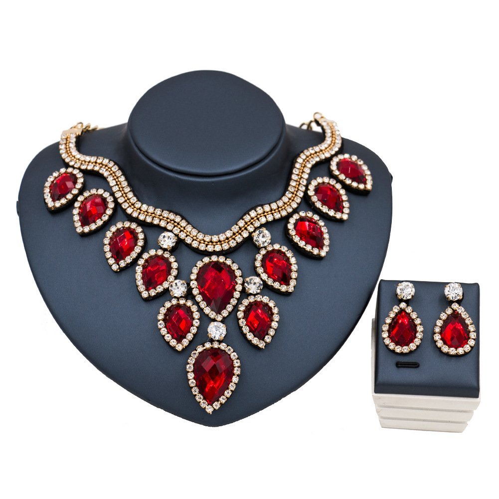 Fast Selling Explosion, Middle East, Europe And America, Colorful Exaggerated Bride Necklace, Earring Set, Cross Border High Quality Goods Supply - Image 7