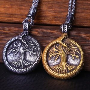 Plate Snake Lucky Tree Stainless Steel Pendant Titanium Steel Necklace Men's Pendant