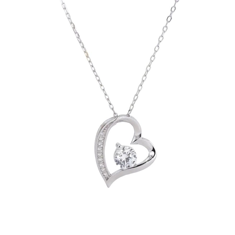 Stainless Steel Bracelet Hollowed Heart Shape Zircon Necklace - Image 5