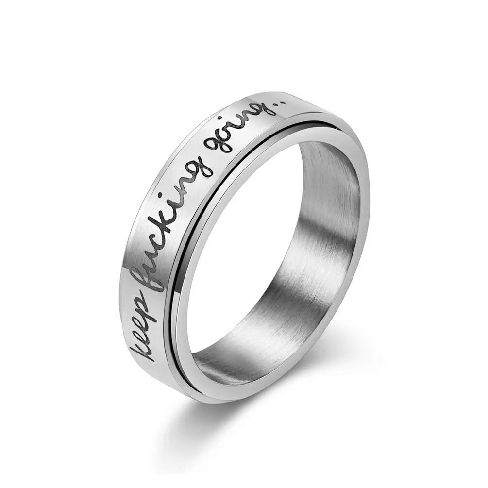 Keep Fucking Going Inspirational Titanium Steel Ring Rotating Rotatable - Image 5