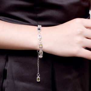 Silver Ornamental Stone Zircon Plaid Women's Bracelet