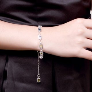 Silver Ornamental Stone Zircon Plaid Women's Bracelet