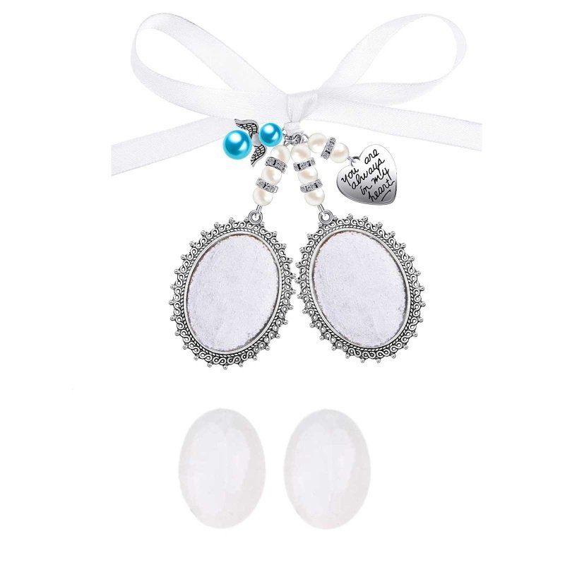 Bow Knot Pearl Love Photo Pendant Gem Holder Wings Photo Frame - Image 5