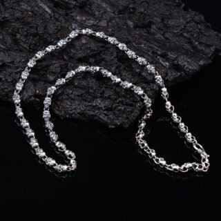 S925 Sterling Silver Fine 6mm Skull Necklace