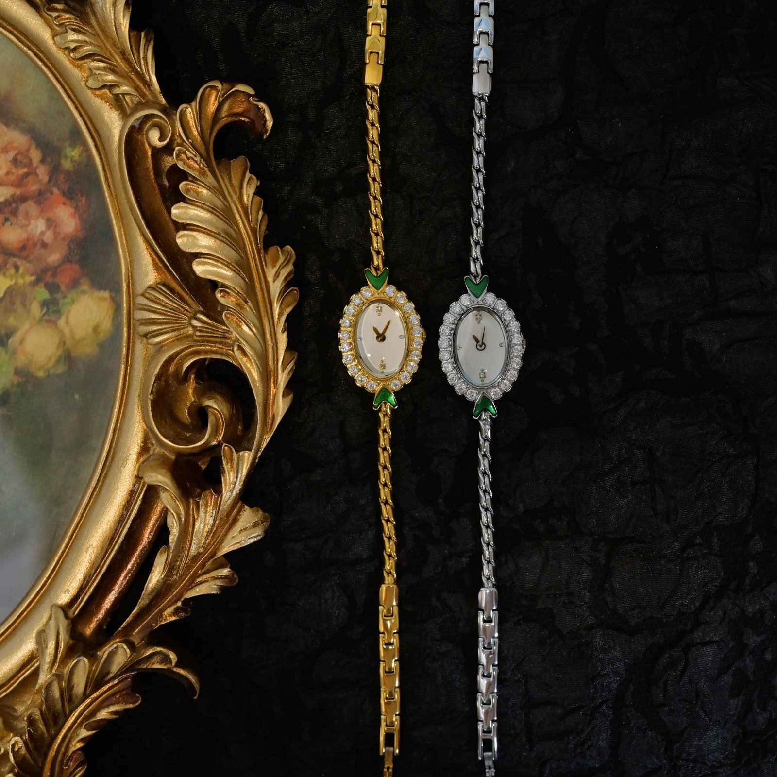 European Small Gold Women's Watch Handmade Inlaid Rhinestone Middle Ancient - Image 3