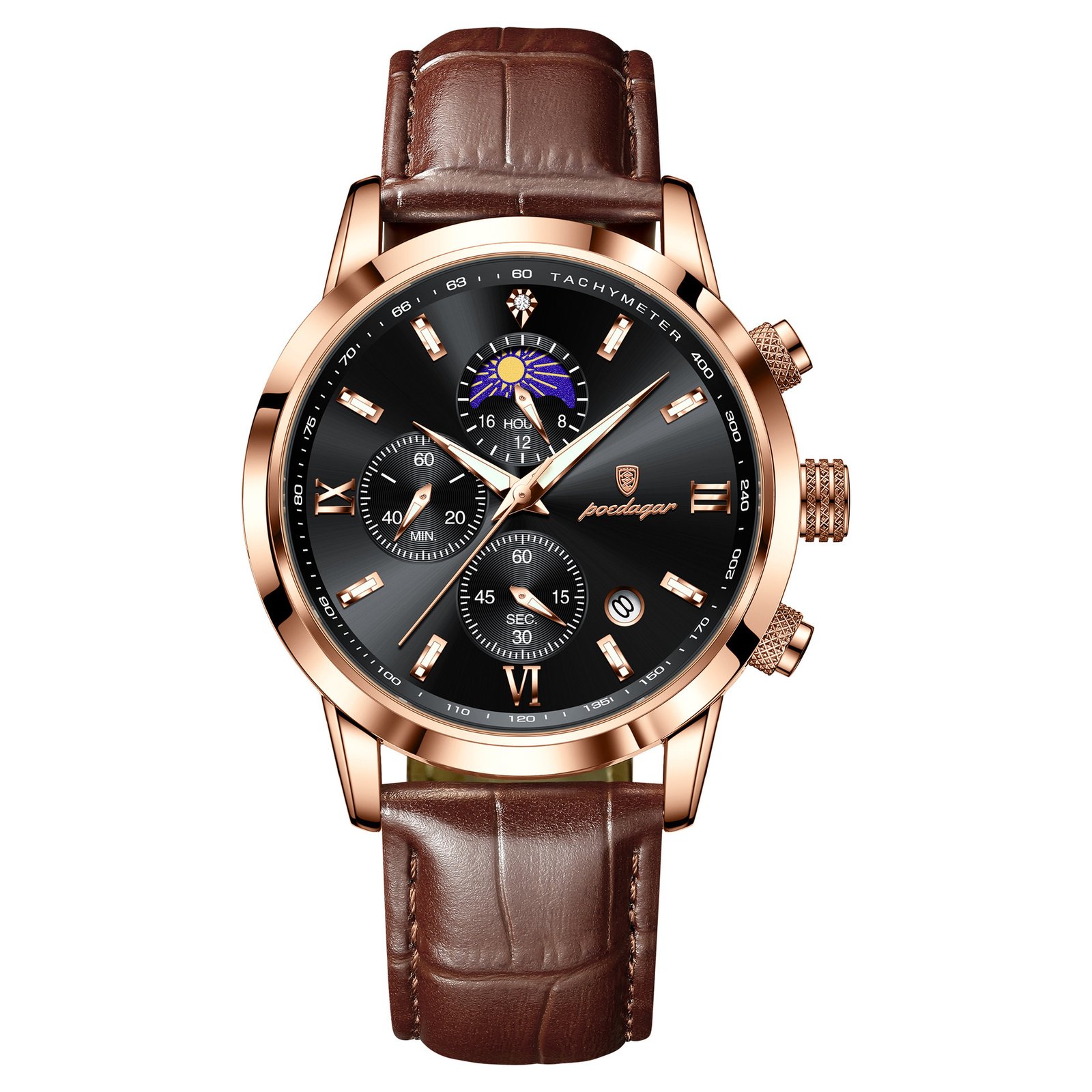 Multi-Function Sports Timing Moon Phase Men's Watch - Image 5