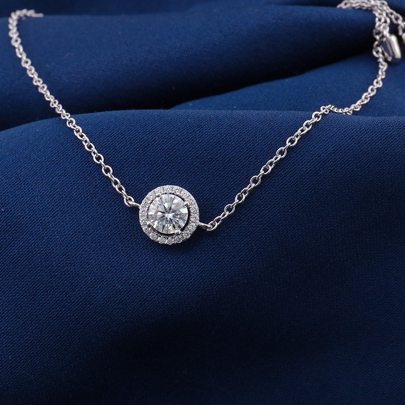 S925 Silver Moissanite Round Bag Micro-inlaid Round Moissanite Electroplated K Platinum Bracelet For Women - Image 4