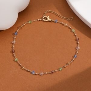 Colorful Crystal Anklet Multicolor Bohemian Geometric Female Beach