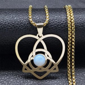 Love Celtic Knot Opal Stainless Steel Necklace