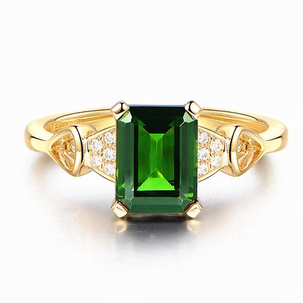 Gold Plated Emerald Square Diamond Ring - Image 4