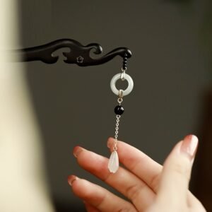 Simple Daily Brocade Wooden Tassel Hairpin