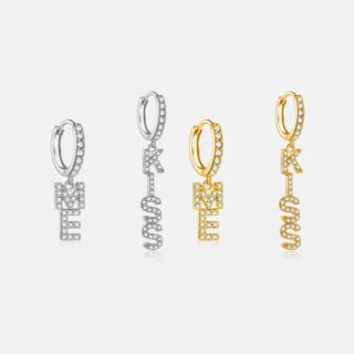 S925 Sterling Silver English Letters Ear Ring