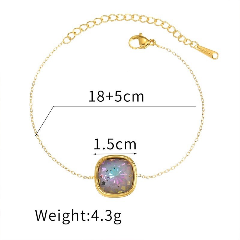 Female Stainless Steel Colored Gemstone Bracelet - Image 6