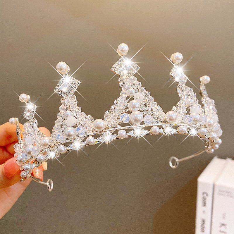 Sweet Fashion Jewelry Hair Accessories Multicolor Pearl Crown Banquet Birthday Fashion Princess Headband Girl Kawaii Crown Crown Headband Headgear Headgear Crystal Wedding Party Hair Accessories - Image 10