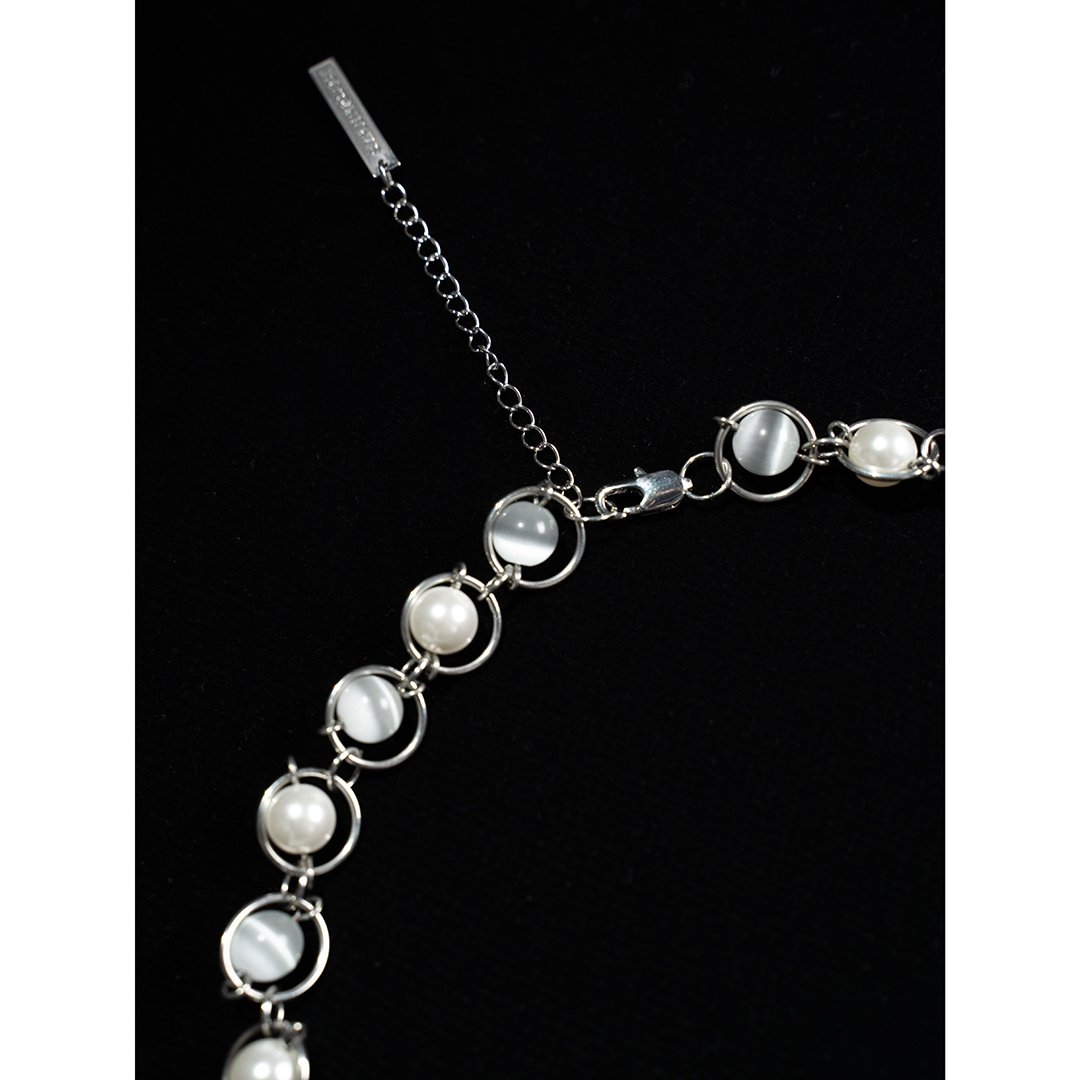 Saturn Structure Pearl Opal Beaded Necklace - Image 4
