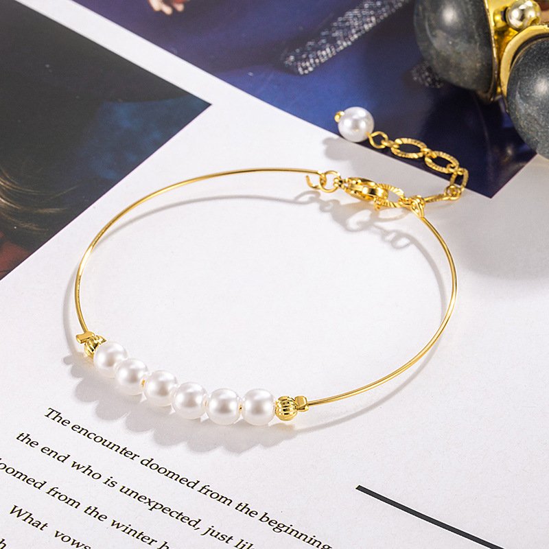 New Chinese Style Small Golden Beads Pearl Bracelet Premium Bracelet
