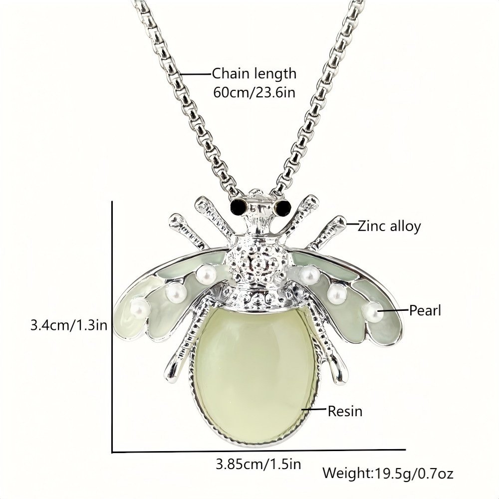 Fantasy Luminous Bee Necklace Firefly Inlaid Pearl Design Personalized Luminous Effect - Image 2
