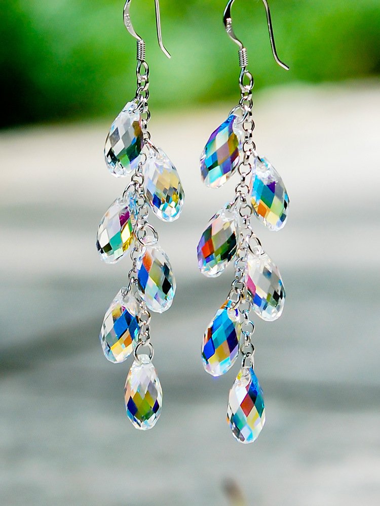 Bead Curtain Silver Needle Jewelry Crystal Earrings - Image 6